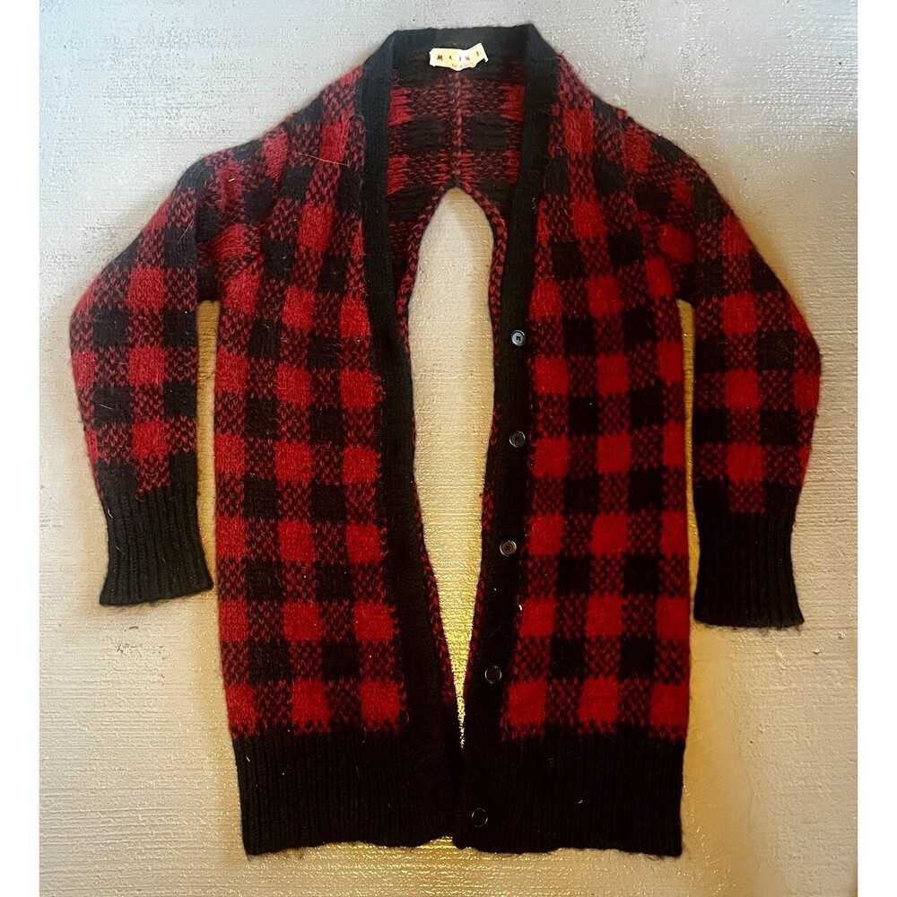 Marni Checkered Alpaca Wool Blend Sweater Long Sleeves Women's size 44 Open Back
